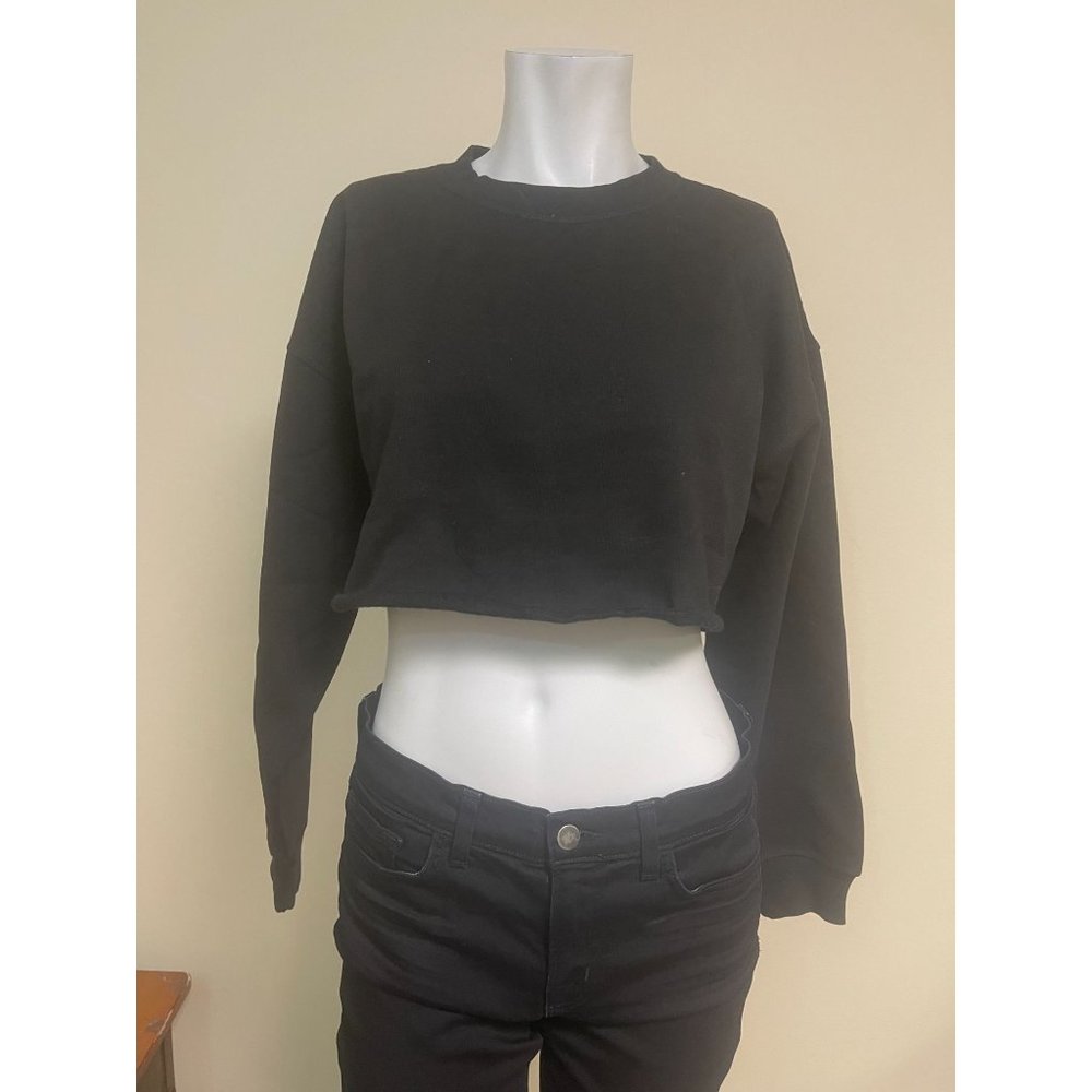 NWT WEWOREWHAT Cropped Sweatshirt - Black - Size XS - Picture 5 of 10